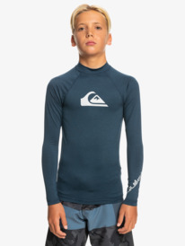 quiksilver, Boys 8-16 All Time Long Sleeve UPF 50 Rash Vest, NAVY BLAZER HEATHER (byjh) ALL TIME LS YOUTH EQBWR03178