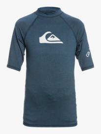 quiksilver, Boy's 8-16 All Time Ss Youth S/SL Surf Tee, NAVY BLAZER HEATHER (byjh) All Time - Short Sleeve UPF 50 Rash Vest for Boys 8-16 EQBWR03212