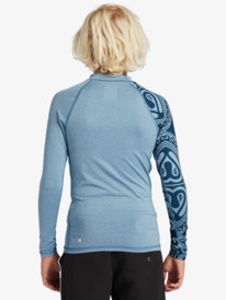 quiksilver, Boy's 8-16 Hawaii Big Island UPF 50 Long Sleeve Surf Tee, PROVINCIAL BLUE HEATHER (blmh) HI Big Island - Long Sleeve UPF 50 Rash Vest for Boys 8-16 EQBWR03238