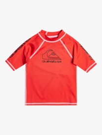 quiksilver, On Tour Rashguard à Manches Courtes, Upf 51 Pour Garçons 2-7, HIGH RISK RED (rqc0) On Tour - Short Sleeve UPF 50 Rash Vest for Boys 2-7 EQKWR03125