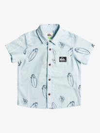 quiksilver, Boy's 2-7 Surfboards Mess Short Sleeve Shirt, BLUE GREY SURFBOARDS 222 (bzm6) SURFBOARDS MESS SS BOY EQKWT03226