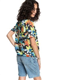 quiksilver, Женская рубашка с коротким рукавом Quiksilver Womens, BLACK STAR GAZER (kvj6) Quiksilver Womens - Short Sleeve Camp Shirt EQWWT03028