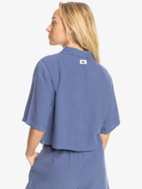 quiksilver, Happy Camper Chemise manches courtes cropped pour Femme, MARLIN (bmy0) Happy Camper - Cropped Short Sleeve Shirt for Women EQWWT03112