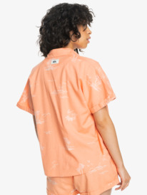 quiksilver, Quiksilver Womens Sundaze Trip Short Sleeve Shirt, PEACH PINK ISLAND TIME (mgk6) Sundaze Trip - Short Sleeve Shirt for Women EQWWT03114