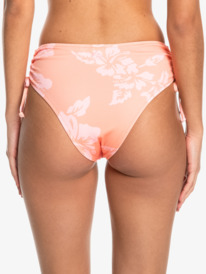quiksilver, Quiksilver Womens High Waist Ruched Side Bikini Bottoms, PEACH PINK ON VACATION (mgk6) Ruched Side All-Over Print - High Waist Bikini Bottoms for Women EQWX403059
