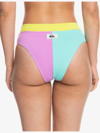 quiksilver, Color Block Bas de bikini taille haute pour Femme, VIOLET (php0) Color Block - High Waist Bikini Bottoms for Women EQWX403081