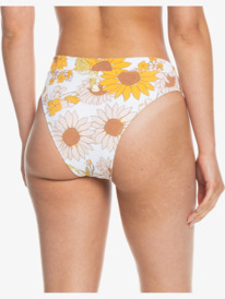 quiksilver, Quiksilver Womens Classic High Waist Bikini Bottoms, WHITE SUNFLOWER (wbb6) Classic - High Waist Bikini Bottoms for Women EQWX403082