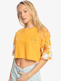 quiksilver, Maxi Crop Bloc - T-shirt en matière biologique pour Femme, SAFFRON (nhk0) Maxi Crop Bloc - Organic T-Shirt for Women EQWZT03092