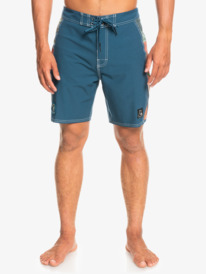 quiksilver, Original Arch Blank Canvas 18" 2022 - Boardshort para Hombre, JAVIER MENDIZABAL - BLUE (byj6) Original Arch Blank Canvas 18" 2022 - Board Shorts for Men EQYBS04693