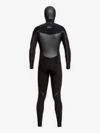 quiksilver, Мужской гидрокостюм с капюшоном и молнией на груди 4/3mm Syncro Plus, BLACK (kvj0) 4/3mm Syncro Plus - Hooded Chest Zip Wetsuit for Men EQYW203012