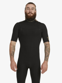 quiksilver, Mens 2/2mm Everyday Sessions Short Sleeve Chest Zip Springsuit, BLACK (kvj0) 2/2mm Everyday Sessions - Short Sleeve Chest Zip Springsuit for Men EQYW303021