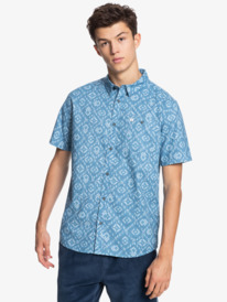 quiksilver, Мужская рубашка с коротким рукавом Baja Blues, BLUE HEAVEN BAJA BLUES (blp6) Baja Blues - Short Sleeve Shirt for Men EQYWT04146