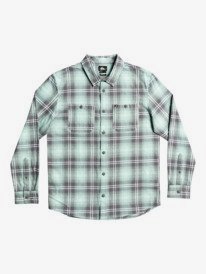 quiksilver, Sandstell Long Sleeve Flannel Shirt, BLUE LIGHT SANDSTELL (bek1) SANDSTELL STRETCH EQYWT04232