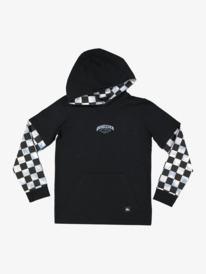 quiksilver, Checkers - T-shirt manches longues à capuche pour Garçon 8-16 ans, BLACK (kvj0) Checkers - Long Sleeve Hooded T-Shirt for Boys 8-16 UQBKT03052