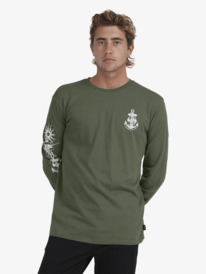 quiksilver, Mens Waterman Shipwrecked Long Sleeve T-Shirt, DUSTY OLIVE (gpb0) SHIPWRECKED LS UQMZT03214