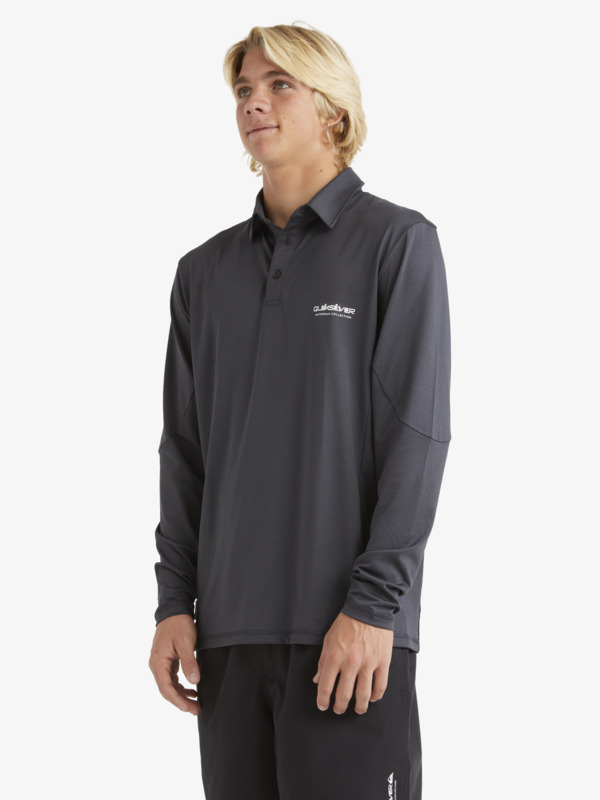 Mens Baitball Long Sleeve UPF 50 Surf Polo Shirt Quiksilver