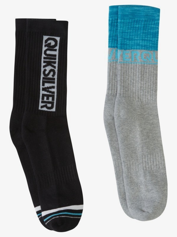 Mens 2 Pack Wordmark Crew Socks Quiksilver