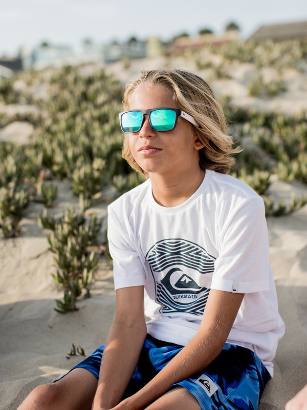 quiksilver, Small Fry - Gafas de Sol para Chicos 8-16, MATTE GREY-WHITE/ML GREEN (xssw) 0 Small Fry - Gafas de Sol para Chicos 8-16 Gris EQBEY03006 Quiksilver