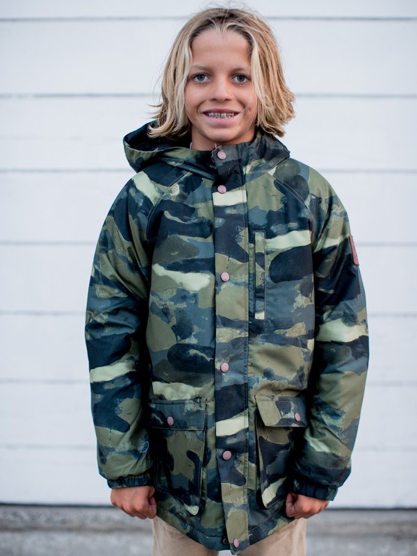 quiksilver, Mitake Smash - Parka resistente al agua con capucha para Chicos 8-16, FOUR LEAF CLOVER CAMO S318 (gph6) 0 Mitake Smash - Parka resistente al agua con capucha para Chicos 8-16 Verde EQBJK03163 Quiksilver