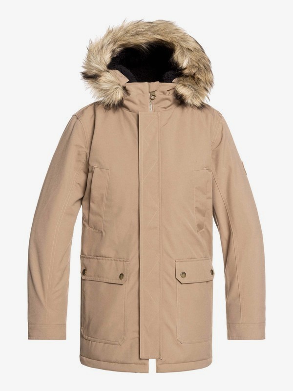 quiksilver, Ferris - Parka Impermeable con Capucha para Chicos 8-16, CARIBOU (sze0) 0 Ferris - Parka Impermeable con Capucha para Chicos 8-16 Gris EQBJK03175 Quiksilver