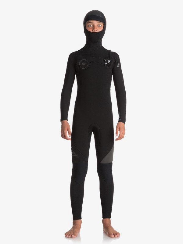 quiksilver, 5/4/3mm Syncro Series - Combinaison de surf GBS à capuche avec zip poitrine pour Garçon 8-16 ans, BLACK/ JET BLACK (xkkk) 0 5/4/3mm Syncro Series - Combinaison de surf GBS à capuche avec zip poitrine pour Garçon 8-16 ans EQBW203001 Quiksilver