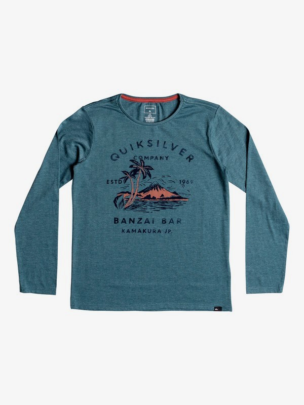 quiksilver, Banzai Bar - Camiseta de manga larga para Chicos 8-16, TAPESTRY HEATHER (bphh) 0 Banzai Bar - Camiseta de manga larga para Chicos 8-16 Azul EQBZT03806 Quiksilver