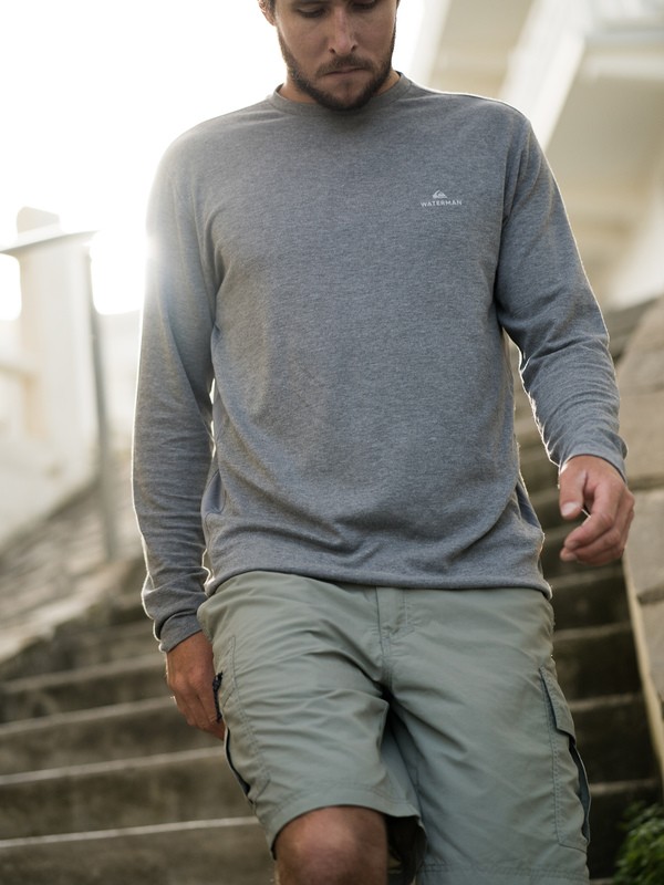 quiksilver, Waterman Sea Hound - Top de Manga Larga para Hombre, MID GREY MARL (sleh) 0 Waterman Sea Hound - Top de Manga Larga para Hombre Gris EQMKT03058 Quiksilver