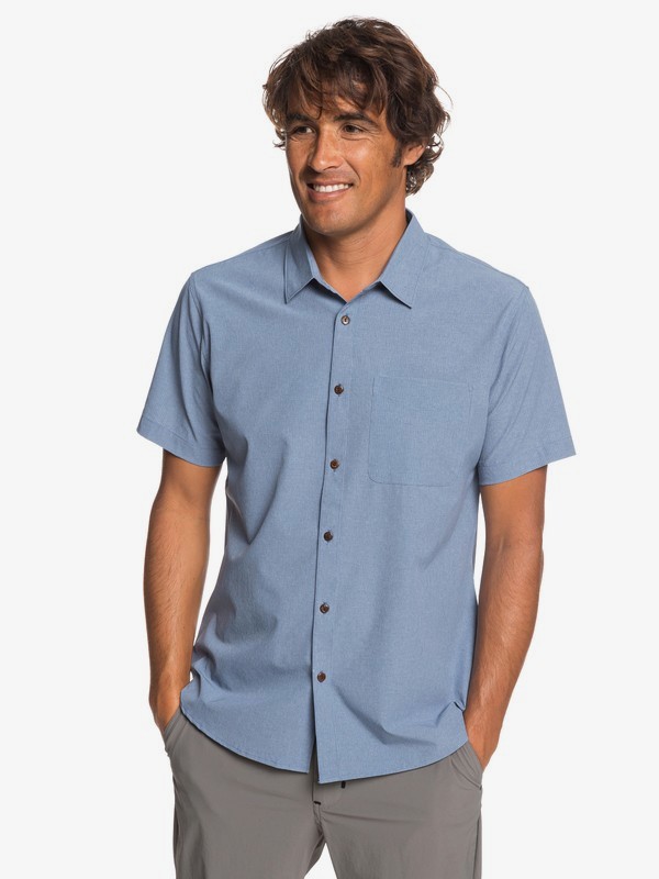 quiksilver, Waterman Tech Tides - Camisa de Manga Corta con UPF 30 para Hombre, BLUE SHADOW MARL (bkqh) 0 Waterman Tech Tides - Camisa de Manga Corta con UPF 30 para Hombre Azul EQMWT03225 Quiksilver