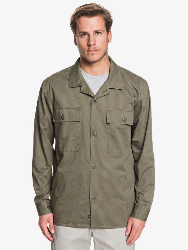 quiksilver, Waterman Under Way - Camisa/Chaqueta de Manga Larga para Hombre, DUSTY OLIVE (gpb0) 0 Waterman Under Way - Camisa/Chaqueta de Manga Larga para Hombre Verde EQMWT03279 Quiksilver