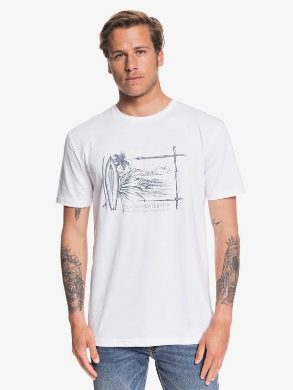 quiksilver, Waterman Simple Lines - Camiseta para Hombre, WHITE (wbb0) 0 Waterman Simple Lines - Camiseta para Hombre Blanco EQMZT03143 Quiksilver