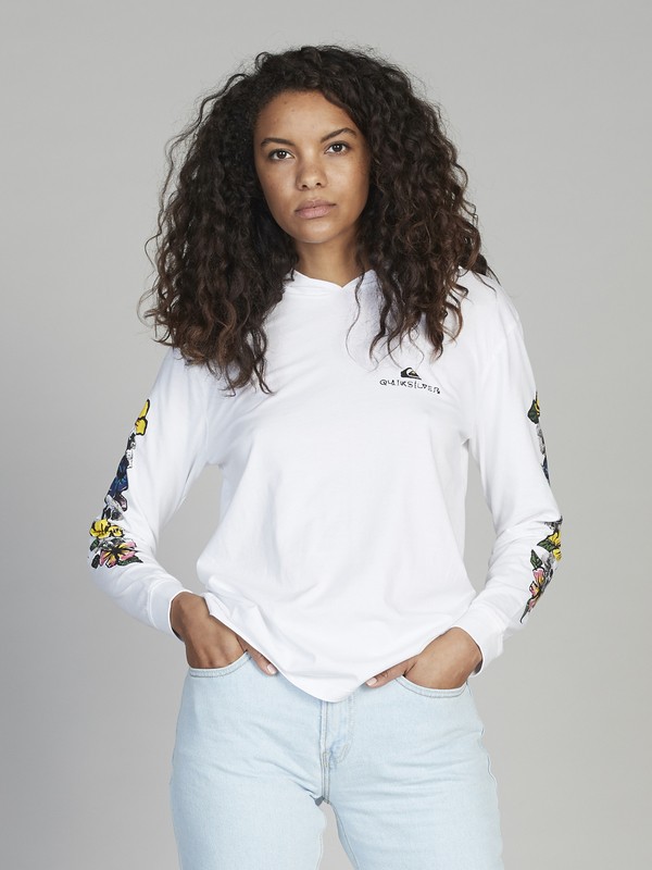 quiksilver, Quiksilver Womens - Haut manches longues à capuche pour Femme, WHITE (wbb0) 0 Quiksilver Womens - Haut manches longues à capuche pour Femme Blanc EQWKT03012 Quiksilver