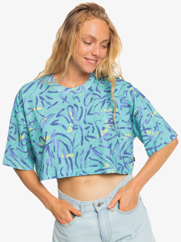 Mysterious Waves - Cropped T-Shirt for Women  EQWKT03148