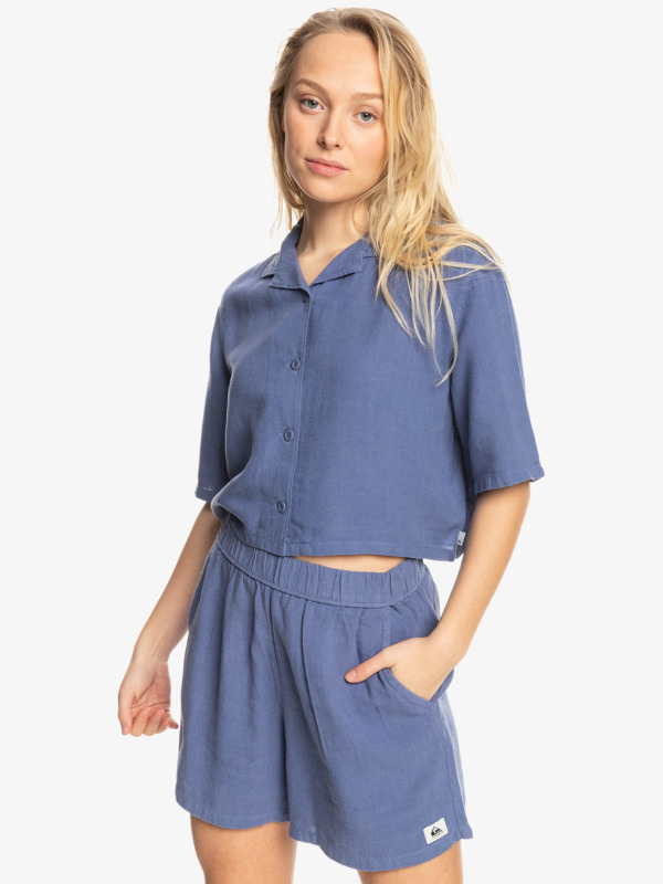 Happy Camper - Elasticated Linen Shorts for Women  EQWNS03068