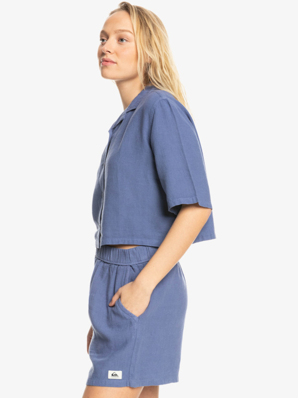 Happy Camper - Elasticated Linen Shorts for Women  EQWNS03068