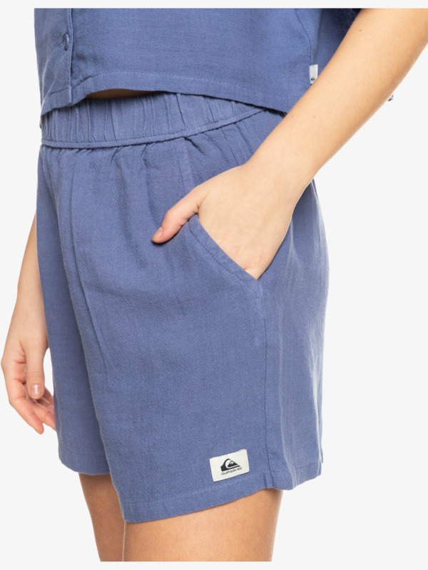 Happy Camper - Elasticated Linen Shorts for Women  EQWNS03068