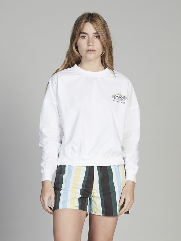 quiksilver, Quiksilver Womens - Cropped Sweatshirt for Women, WHITE (wbb0) 0 Quiksilver Womens - Cropped Sweatshirt for Women White EQWWT03013 Quiksilver