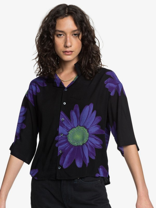 Quiksilver Womens Short Sleeve Camp Shirt for Women Quiksilver