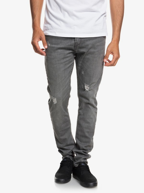 quiksilver, Low Bridge Grey Damaged - Vaqueros de corte ajustado con tiro caído para Hombre, GREY DAMAGED (sjew) 0 Low Bridge Grey Damaged - Vaqueros de corte ajustado con tiro caído para Hombre Gris EQYDP03371 Quiksilver