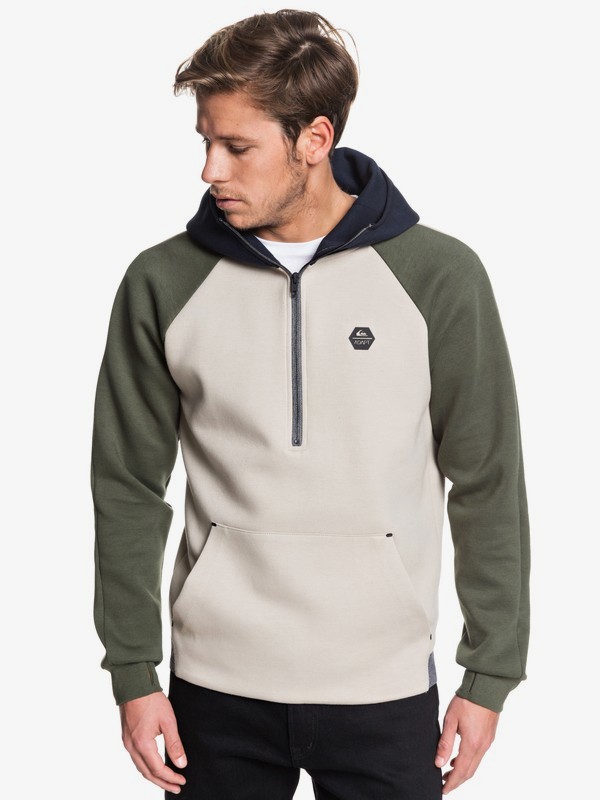 quiksilver, Adapt - Sudadera Reforzada con Media Cremallera y Capucha para Hombre, PURE CASHMERE (clb0) 0 Adapt - Sudadera Reforzada con Media Cremallera y Capucha para Hombre Marron EQYFT03992 Quiksilver