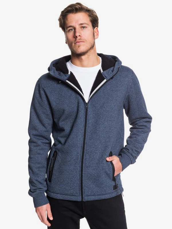 Kurow Sherpa Sweat à capuche zippé doublé en matière sherpa pour