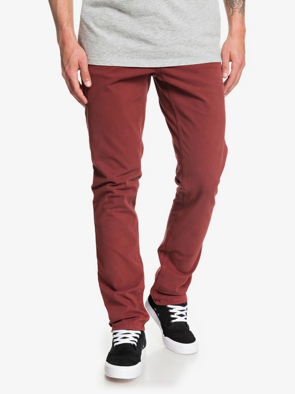 quiksilver, Krandy - Pantalón Chino de Corte Ajustado para Hombre, ANDORA (rsd0) 0 Krandy - Pantalón Chino de Corte Ajustado para Hombre Rojo EQYNP03169 Quiksilver