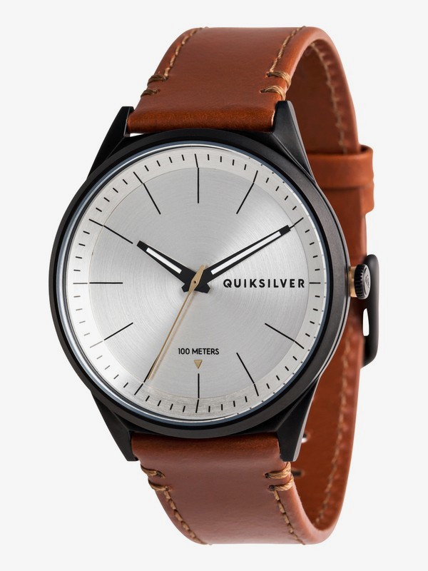 quiksilver, Bienville Leather - Analogue Watch for Men, BLACK/SILVER/BROWN (xksc) 0 Bienville Leather - Analogue Watch for Men Multicolor EQYWA03014 Quiksilver