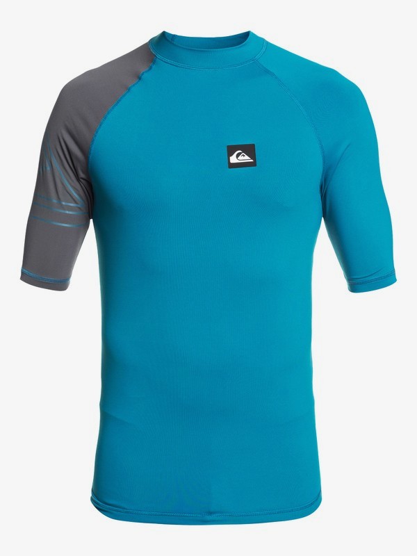 quiksilver, Active - Short Sleeve UPF 50 Rash Vest for Men, CRYSTAL TEAL (brn0) 0 Active - Short Sleeve UPF 50 Rash Vest for Men Blue EQYWR03190 Quiksilver