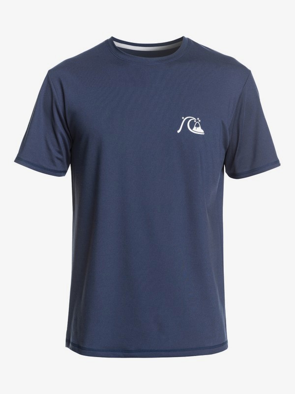 quiksilver, Bubble Logo - Short Sleeve UPF 50 Rash Vest for Men, MOONLIT OCEAN (byk0) 0 Bubble Logo - Short Sleeve UPF 50 Rash Vest for Men Blue EQYWR03201 Quiksilver