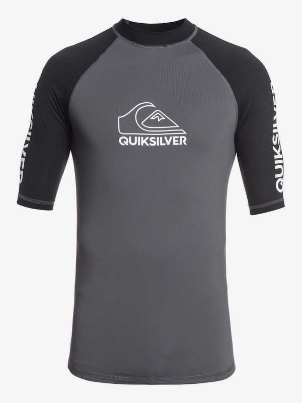 quiksilver, On Tour - Short Sleeve UPF 50 Rash Vest for Men, IRON GATE (kzm0) 0 On Tour - Short Sleeve UPF 50 Rash Vest for Men Black EQYWR03217 Quiksilver