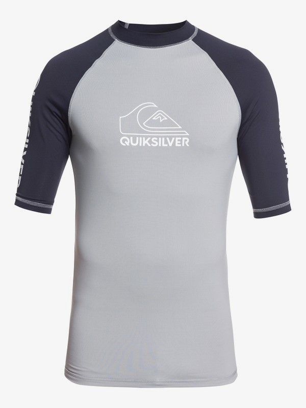 quiksilver, On Tour - Short Sleeve UPF 50 Rash Vest for Men, SLEET (szp0) 0 On Tour - Short Sleeve UPF 50 Rash Vest for Men Grey EQYWR03217 Quiksilver