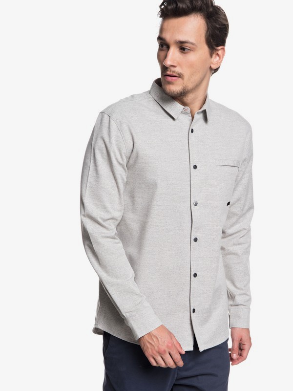 quiksilver, QTRVL - Camisa de manga larga para Hombre, LIGHT GREY HEATHER (sjsh) 0 QTRVL - Camisa de manga larga para Hombre Gris EQYWT03707 Quiksilver
