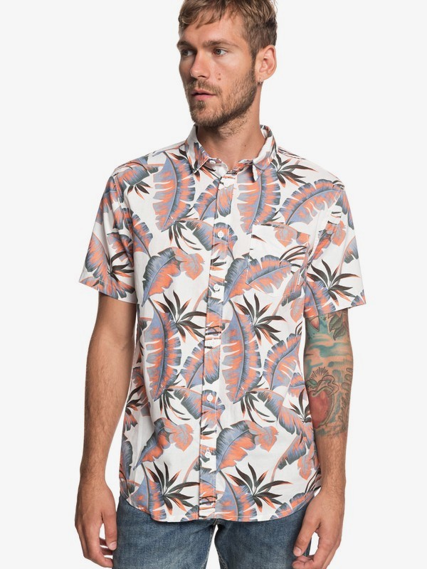 quiksilver, Noosa Paradise - Camisa de Manga Corta para Hombre, WHITE NOOSA PARADISE (wbb6) 0 Noosa Paradise - Camisa de Manga Corta para Hombre Blanco EQYWT03786 Quiksilver