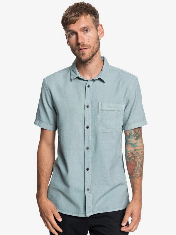 quiksilver, Time Box - Camisa de Manga Corta para Hombre, STORMY SEA (blh0) 0 Time Box - Camisa de Manga Corta para Hombre Azul EQYWT03789 Quiksilver