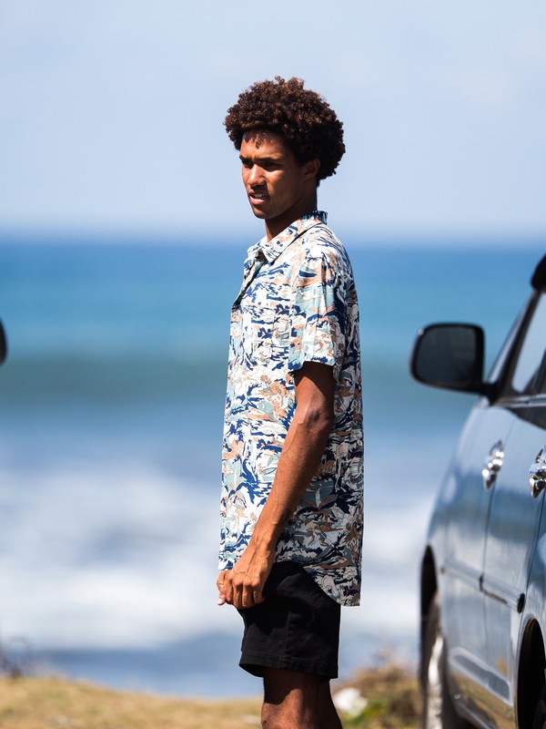 quiksilver, Feeling Fine - Camisa de Manga Corta para Hombre, STORMY SEA FEELING FINE (blh6) 0 Feeling Fine - Camisa de Manga Corta para Hombre Azul EQYWT03797 Quiksilver
